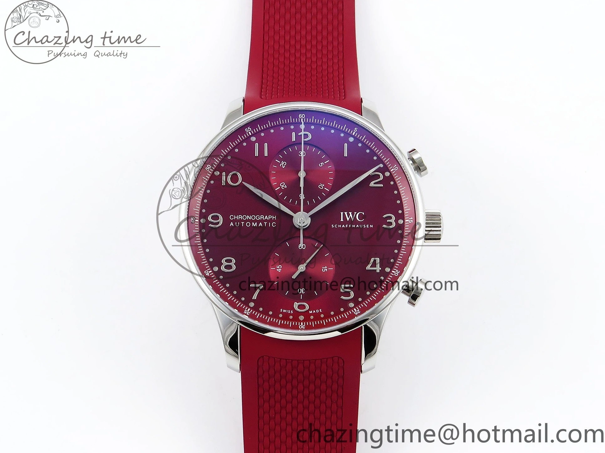 MIROTIME 0301 Reliable Portuguese Chrono IW3716 Z+F 1:1 Best Edition Red Dial on Red Rubber Strap A 7015